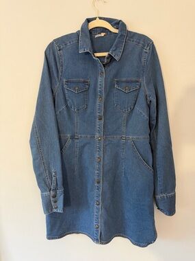 Free People denim long sleeve dress